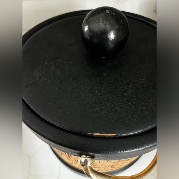 Vintage Cork and Faux Leather Ice Bucket MCM Ice Bucket, Barware, Barware Gifts - Picture 8 of 8